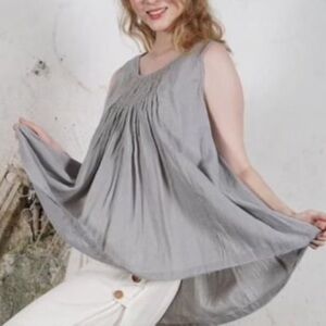 Pleated smocked flare top